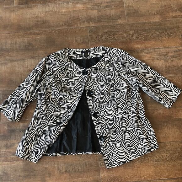 e.col.o.g.ie Zebra Print Button Down Blazer Jacket Coat Size 3X - Picture 2 of 7